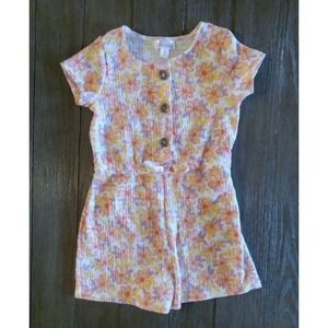 Nannette Girls Size 4T Multicolored Floral Short Stretchy Romper